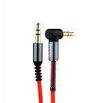 Кабель Jack 3.5 <--> Jack 3.5  1.0м HOCO UPA02 красный, пружинка, боковой