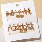 Серьги набор 6 пар "Кольца" медальоны, цвет белый в золоте   7129406