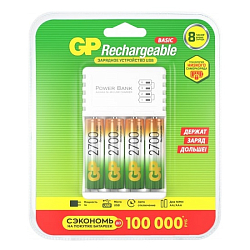 Зарядное устройство GP GP 270AAHC/CPBR-2CR4, 4 слота +4AA 2700mAh (1/12)