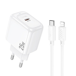 Сетевое ЗУ 1Type-C HOCO CS53A белый, Lightning-Type-C, 25W