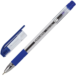 Ручка шариковая масляная с грипом BRAUBERG Max-Oil, СИНЯЯ, игольч. узел 0,7мм, линия 0,35мм, 141701
