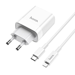 Сетевое ЗУ 2USB 3A HOCO C80A, Rapido, белый, 30Вт, Lightning-Type-C