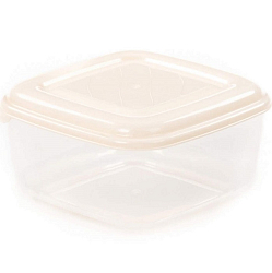 Контейнер Dolcezza №36 квадратная с крышкой, 0,9л (прозрачный, крышка кремовая)