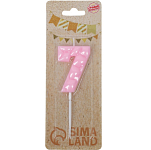 Свеча для торта "Лёд", цифра "7", светло розовая   10603338