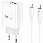 Сетевое ЗУ 1USB/1Type-C 3A HOCO C80A, Rapido, белый, PD20W, USB-Lightning