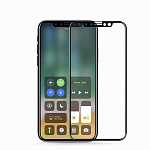 Противоударное стекло 9D NONAME для iPhone X чёрное, полный клей, в техпаке