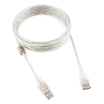 Кабель-удлинитель USB  3.0м CABLEXPERT USB2.0 Pro 2 феррит.кольца, прозрачный (CCF-USB2-AMAF-TR-10)