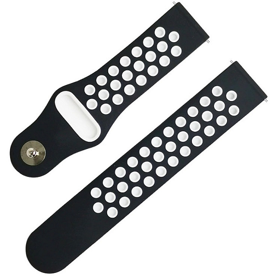 Универсальный силиконовый ремешок NIKE 20-22mm, чёрно-белый