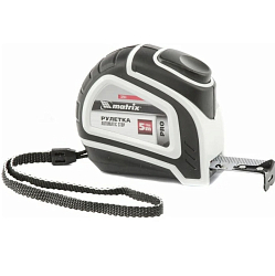 Рулетка Autostop, 5 м х 19 мм MATRIX, двухкомпонентный корпус, автоматическая фиксация, PRO// 32551