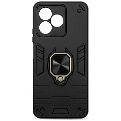 Силиконовый чехол DF для Realme C53/C51 DF rmArmor-07 (black) с металлической пластиной для магнитного держателя и кольцом