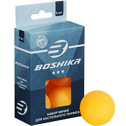 Мяч для настольного тенниса BOSHIKA, 3 звезды, набор 6 шт., цвет оранжевый