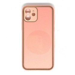 Задняя накладка AKSS для iPhone 12 (6.1), розовый, имитация стекла с защитой камеры