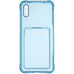 Задняя накладка ZIBELINO Silicone Card Holder Case для Xiaomi Redmi 9A (голубой) защита камеры