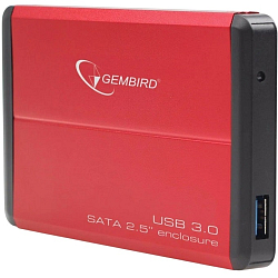 Внешний корпус 2.5"" Gembird EE2-U3S-2, красный, USB 3.0, SATA