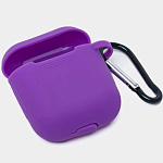 Силиконовый чехол SILICONE CASE для Airpods 1/2, №06_фиолетовый , с карабином