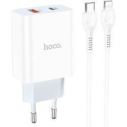 Сетевое ЗУ 1USB/1Type-C 3A HOCO C97A, Type-C-Lightning, белый