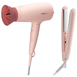 Набор для укладки волос Philips BHP398/00 розовый (фен+выпрямитель)