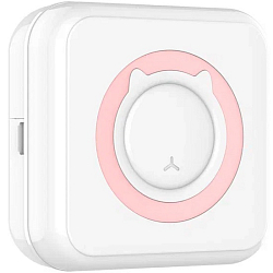 Детский мини-принтер для фотографий Kid Joy, 200DPI, Bluetooth 5.1, поддержка приложения (C9) русская инструкция, белый с розовым