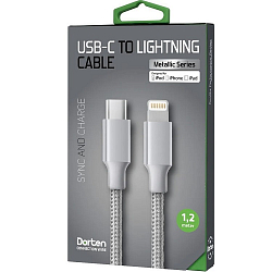 Кабель Lightning <--> Type-C  1.2м DORTEN Metallic Series (Silver/Cеребряный)-DN400301