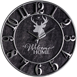 Часы настенные РУБИН "Welcome Home", из дерева, черный+серебро, d=38 (3841-001)