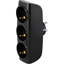 Тройник 3 гн. SMARTBUY SBE-16-A04b-3z, черный, 16А