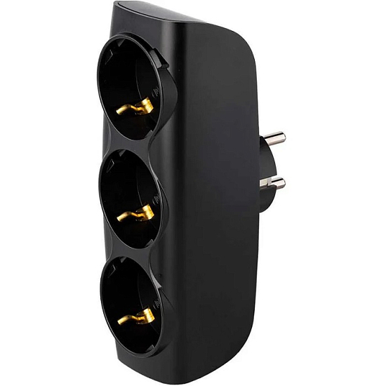 Тройник 3 гн. SMARTBUY SBE-16-A04b-3z, черный, 16А