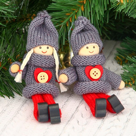 Подвеска новогодняя «Куколка с пуговкой», МИКС