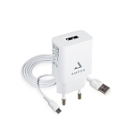 Сетевое ЗУ 1USB 2.1A AMFOX AH-45, 10,5Вт, блочок + кабель Micro, белое