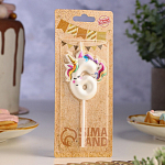 Свеча в торт "Единорог", цифра "6", 6 см   9485670