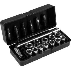 Набор торцевых головок и бит ТУНДРА, вороток, 19 предметов 1720443