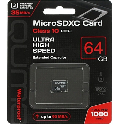 Micro SD 64Gb QUMO Class 10 UHS-I U3 черный