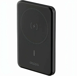Внешний АКБ DEPPA NRG MageSafe Alum (5000mAh), серый, 15Вт QI (33690)