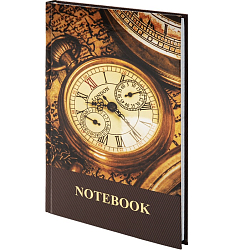 Блокнот А5 (135х206 мм), 96 л., твердый переплет, лам. обл, клетка, BRAUBERG, "Время",123247