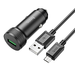 Авто ЗУ 1USB HOCO Z49A, Level, черный, microUSB, 18Вт, QC3.0