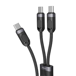 Кабель Type-C <--> 2Type-C 1.2м DEPPA 72555, черный, 60Вт