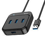 USB-Хаб HOCO HB31, 4USB 2.0, кабель USB 0,2м, чёрный