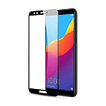 Противоударное стекло 9D NONAME для HUAWEI Honor 7A черное, полный клей, в техпаке