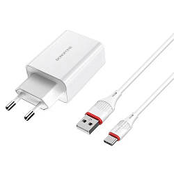 Сетевое ЗУ 1USB 3A BOROFONE BA21A Type-C белый