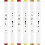 Набор двусторонних маркеров для скетчинга MESHU 06цв., осенние цвета, корпус трехг MS_38251
