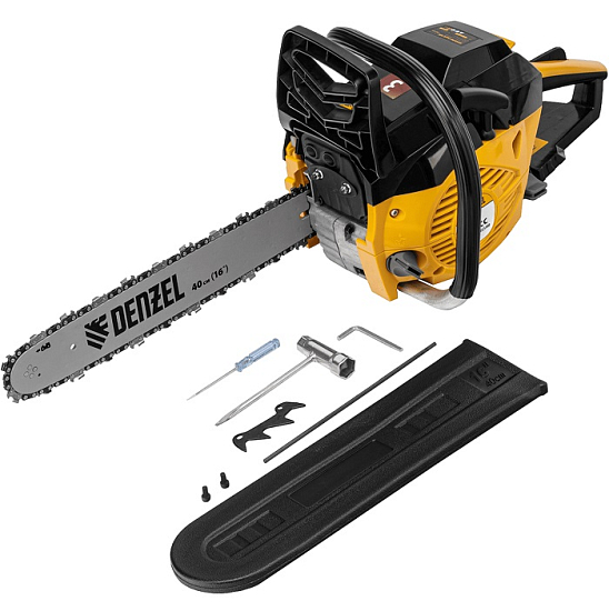 Пила цепная бензиновая DENZEL DGS-4516, шина 40 см, 45см3, 3,0 л.с., шаг 3/8, паз 1,3 мм, 57 зв
