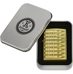 Зажигалка бензиновая «Патрон», металлическая, в подарочной коробке, 5.5×3.5 см