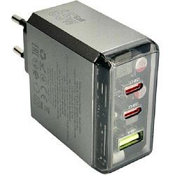 Сетевое ЗУ 1USB/2Type-C 3.0A BOROFONE BN22 PD65W, серый
