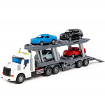 Автомобиль-тягач "Профи", с полуприцепом-автовозом инерционный (со светом и звуком) + автомобиль "Оптима" 4шт
