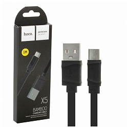 Кабель USB <--> Type-C  1.0м HOCO X5 Bamboo плоский, белый