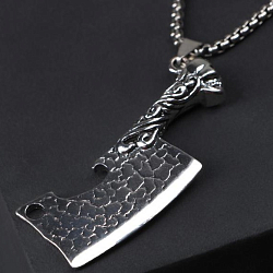 Кулон "Помпеи" топор, цвет чернёное серебро, 70 см