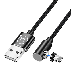 Кабель USB <--> Lightning  1.0м Usams, US-SJ444 U54, 2.0A,  круглый, нейлон, магнитный, чёрный
