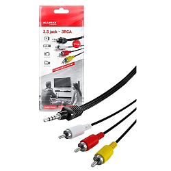 Кабель Jack 3.5 <--> 3RCA 1.5м LUMAX черный