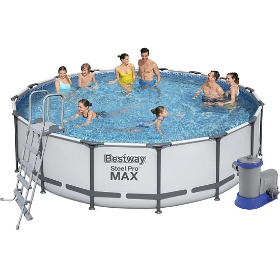 Бассейн каркасный BESTWAY 5612Z Steel Pro Max 488х122см, 19480л, фил.-насос 5678л/ч, лестница, тент