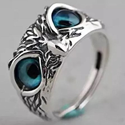 Кольцо "Совиный взгляд" голубой,безразмерное