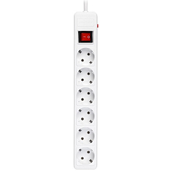 Сетевой фильтр  3.0м SMARTBUY SBSP-6-30-W, белый, 6розеток, 16А, без з/ш, с з/к, ПВС 3x1.0 мм²